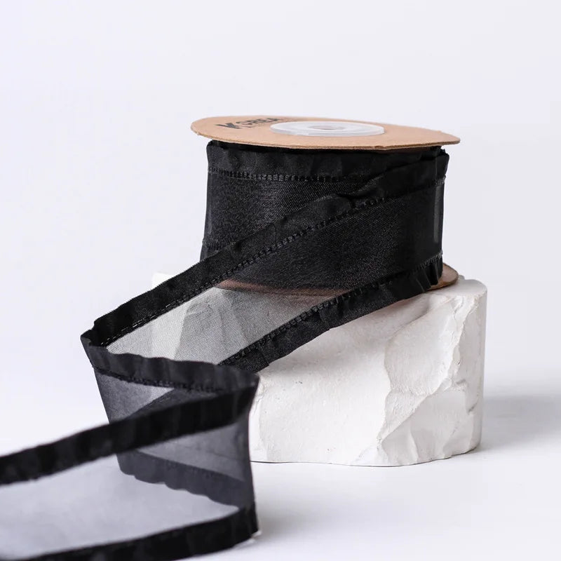 Meteorite Lime Luxury DIY Flower Satin Gift Packaging Clothing Collar Folded Skirt Edge Ribbon Accessories Christmas Wedding