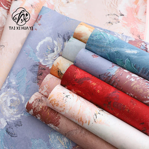 Dream Series Floral Art Paper Wrapping Oil Painting Dream Series Flower Shop Gift PE Coating Material for Flower Packaging