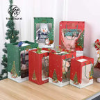 Christmas Paper Transparent Window Gift Bag Gold Stamping Recyclable Eco-friendly Doll for Handbag for Christmas Eve