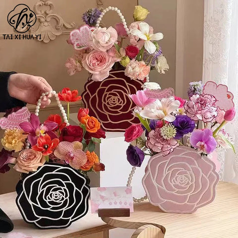 Elegant Camellia Pearl Gift Box Single Side PE Coating Synthetic Paper for Romantic Occasions Like Mother's Day Floral Present