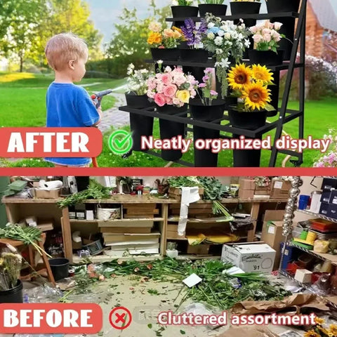 Multi-layer Durable Iron Art Flower Bucket Display Stand Home & Garden Shelf for Waking and Growing Flowers Wedding Shelf