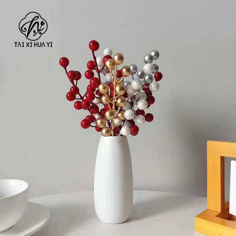Iron Red Fruit Branches Golden Fortune Christmas Decoration Flower Pot Hanging Accessories Factory Wholesale