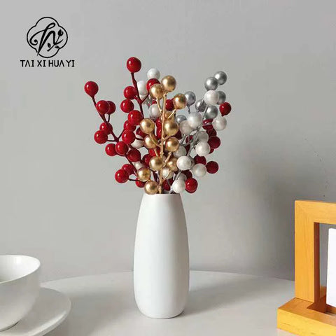 Iron Red Fruit Branches Golden Fortune Christmas Decoration Flower Pot Hanging Accessories Factory Wholesale