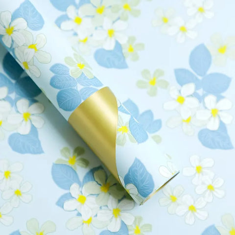58*58cm Colorful Flower Design Waterproof Wrapping Paper Golden Package Bouquet Packaging Supplies