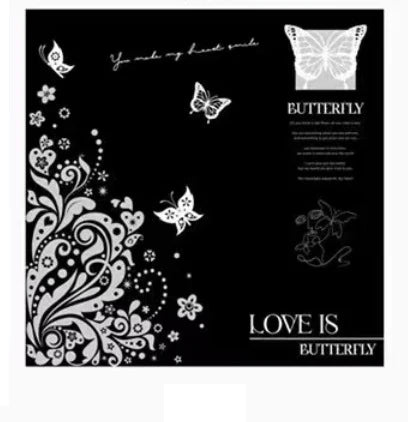 58*58cm Soft Waterproof Flower Wrapping Paper Butterfly Design Floral Printed Smooth Surface Injection Molding Stretch