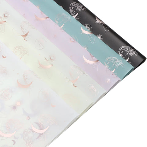 Wholesale Moon Pattern Art Paper Flower Wrapping Waterproof Birthday Gift Packaging Tissue for Florists Gift Wrapping Paper