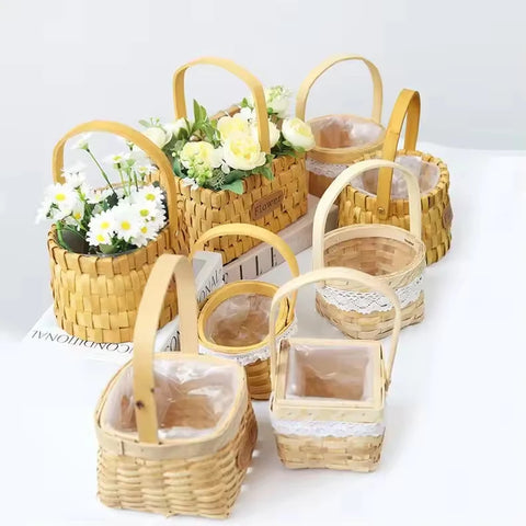 Handmade Wicker Basket Home Storage Fashionable Hanging Eco-friendly Rattan Woven Flower Basket