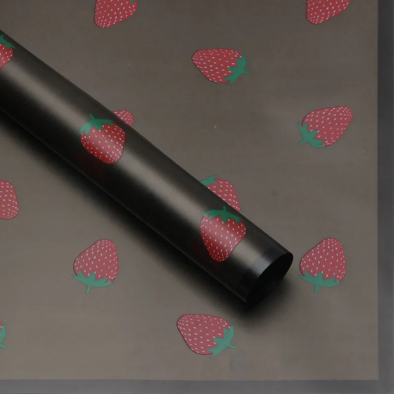 Strawberry Print Korean Su Coated Paper Flower Wrapping Paper DIY Floral Materials for Gift Bouquets