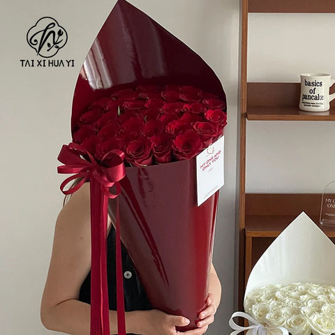Premium Large Rose Wrapping Paper for Fresh Flower Bouquets Waterproof PE Coating for Packaging Paper