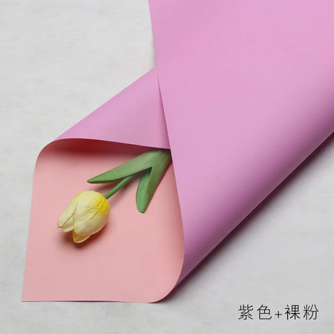 Handmade Ou Ya Two-Color Floral Wrapping Paper Waterproof Flower Packaging with Coating for Bouquets