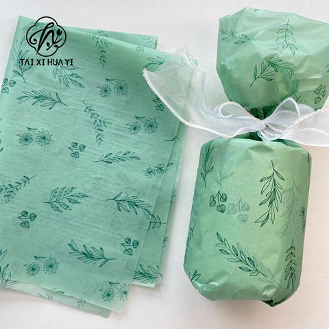 50*70cm White Recyclable Gift Wrapping Paper Flower Design for Clothing Underwear Shoes Socks Packaging