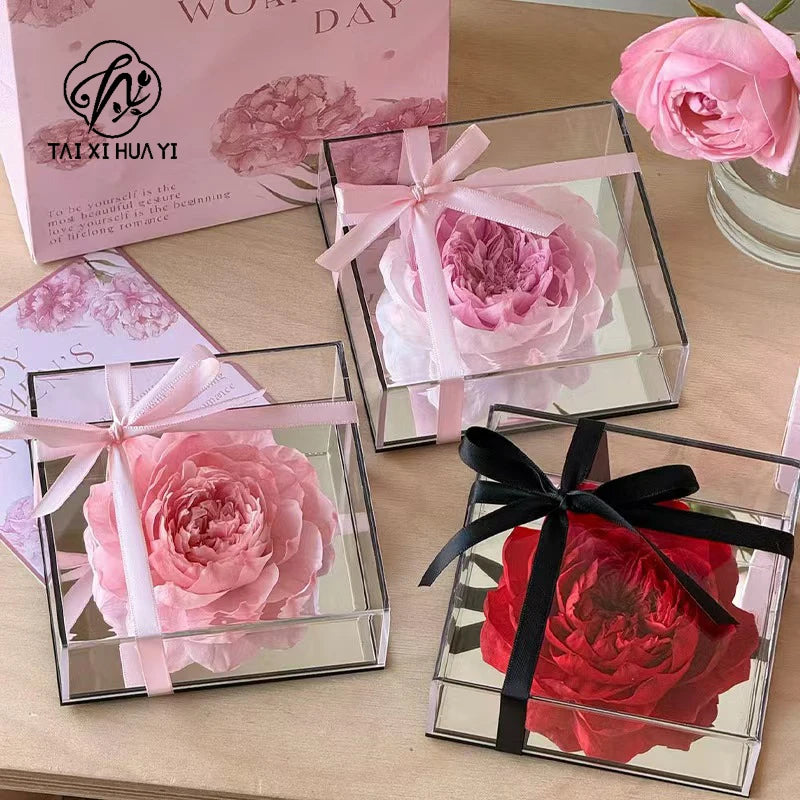Tongcao Large Dried Peony Flower Home Decoration Preserved Artificial Red Flower Ball Arrangement Centerpieces Bunches รูปสินค้าหลัก