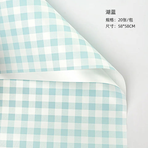 Waterproof Summer Plaid Wrapping Paper Korean Version Floral Arrangement Flower Packaging Materials Popular for Flower Shops