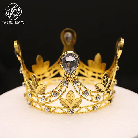 Princess Wedding & Birthday Party Supplies New Rhinestone Crown Cake Topper Children's Hair Accessories in Metal for Christmas
