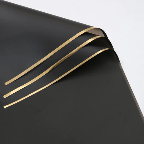 58*58cm Virgin Art Paper Roll Golden Edge Waterproof PE Coating Plastic Floral Gift Wrapping Packaging Florist