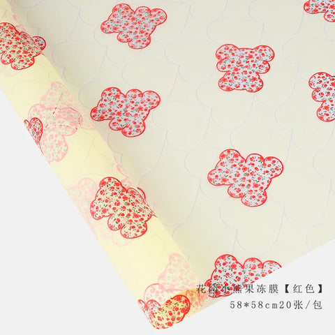 Little Bear Jelly Film Flower Bundle Gift Cartoon Coated Single Side Eco-Friendly Waterproof Flower Wrapping Paper