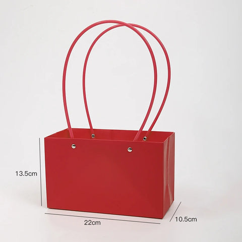 Waterproof Rectangular Flower Box Small Paper Bag with Handle Candy Color Bouquet Packaging Gift Box Tote Box for Flowers Candy
