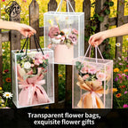Customized Transparent PP Flower Bag Transparent Flowers Packing Bag Portable Pp Material Tote Bag