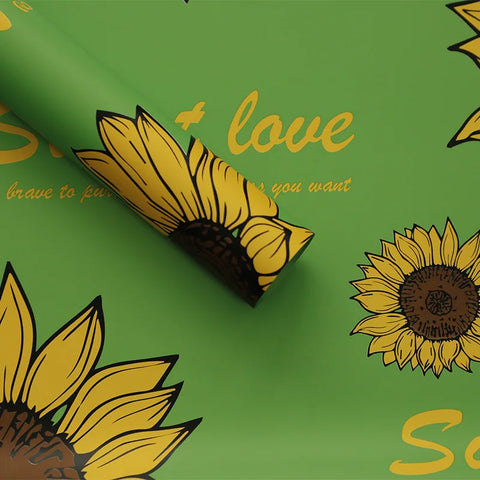 Waterproof Coated Sunflower Art Packaging Paper Flower Wrapping Paper for Flowers for Flowers and Other Items