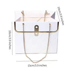 Flower Bag Metal Chain Bouquet Storage Bucket Paper Handbag Gift Box for Wedding Birthday Party Packaging Basket Gift Box