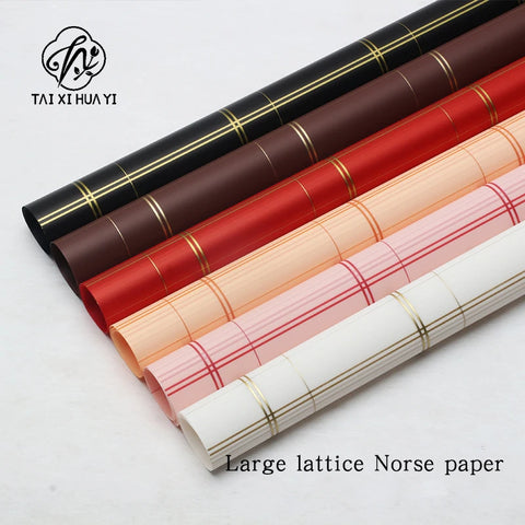 Large Grid Mesh PP Red Check Thickened Waterproof Disposable Floral Bouquet Recyclable Art Paper Wrapping Packaging