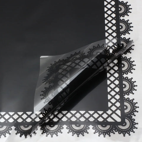 Glass Paper with Petal Lace Design Transparent Plastic Waterproof Flower Paper Single Side Coating Flower Wrapping Paper