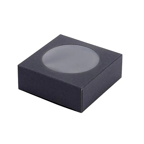 Brown Trapezoid Recyclable Eco-Friendly Gift Box Circle Transparent Window Kraft Box for Soap Party Jewelry Packaging Wholesale