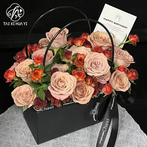Popular Rectangular Floral Bouquet Packaging Gift Bag Flower Boxes for Bouquets Embossing Printing for Craft Paper Supplies