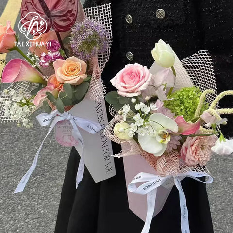 Embrace Pink Hexagon Box Handheld Flower Wrapping Paper for Floral Bouquets Floral Decorations Tube Florist Packaging Cone Shape