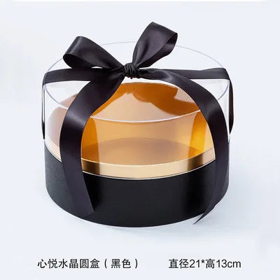 Round Cylinder Rose Flower Gift Box with UV Coating and Transparent Lid for Valentine's Day Fresh Flower Packaging