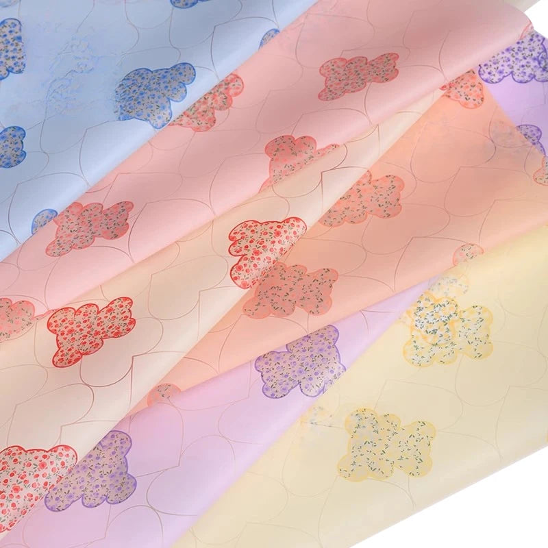 Korean Rose Flower Packaging Bear Print Soft Semi-Transparent Stretch Film for Garden Bear Cartoon Florist Supplies Gift Wrap