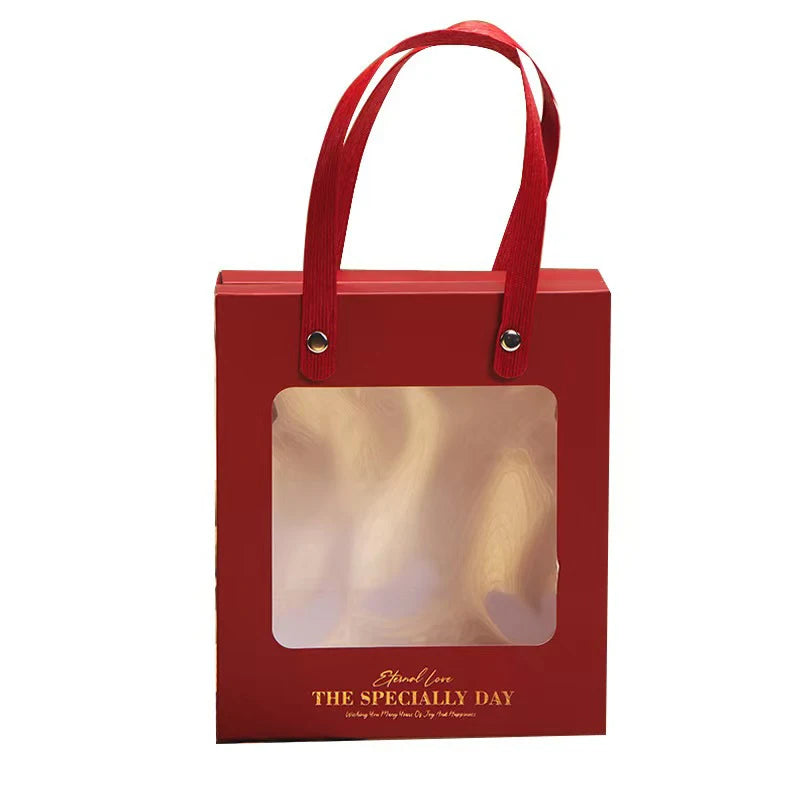 Wholesale Coated Craft Packaging Bags Transparent Window Eco-friendly Gift Bags for Valentine's Day Wedding