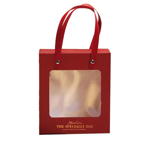 Wholesale Coated Craft Packaging Bags Transparent Window Eco-friendly Gift Bags for Valentine's Day Wedding
