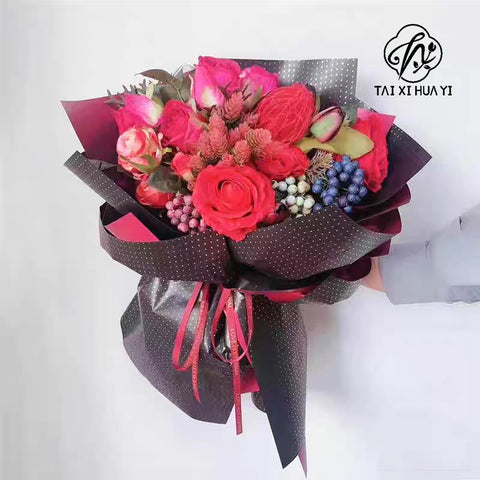 High-End Aluminum Plated Round Dot Thickened Wrapping Paper Small Waterproof Flower Design Single Side Coating