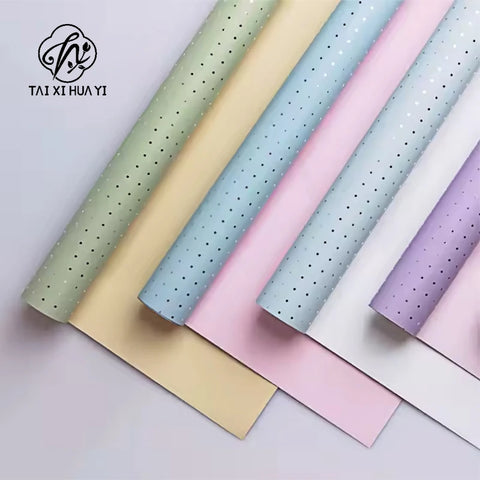 High-End Aluminum Plated Round Dot Thickened Wrapping Paper Small Waterproof Flower Design Single Side Coating