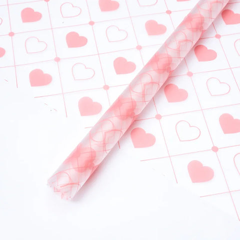 Matte Waterproof PE Jelly Film Floral Wrapping Paper 20 Sheets Heart Print Bouquet Packaging Double Side Virgin Pulp 58x58cm