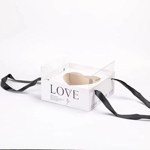 Valentine's Day Floral Gift Box 23.5*23.5*15cm Elegant Transparent Lid Anniversary Preserved Flower Boxes Elegant Folders Type