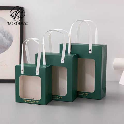 Wholesale Coated Craft Packaging Bags Transparent Window Eco-friendly Gift Bags for Valentine's Day Wedding