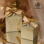 Custom Logo Gold Wedding Ribbon Favors Square Shape Recyclable Paperboard Folders for Guests