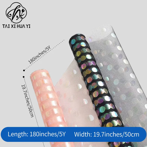 Colorful Wave Dot Flower Arrangement Packaging Mesh Single Side Coated Flower Yarn for Bouquet Packaging
