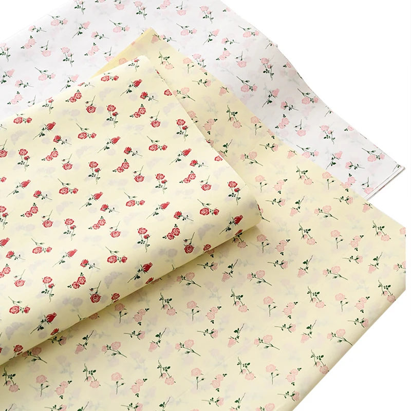 Elegant Rose Print Art Paper Floral Arrangement Supplies for Flower Shop Bouquet Packaging and Gift Wrapping รูปสินค้าหลัก