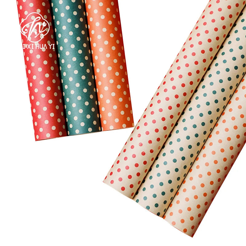 Single-Sided Polka Dot Kraft Wrapping Paper Recyclable Christmas Dotted Packaging Gift Wrap Gift Wrapping Paper