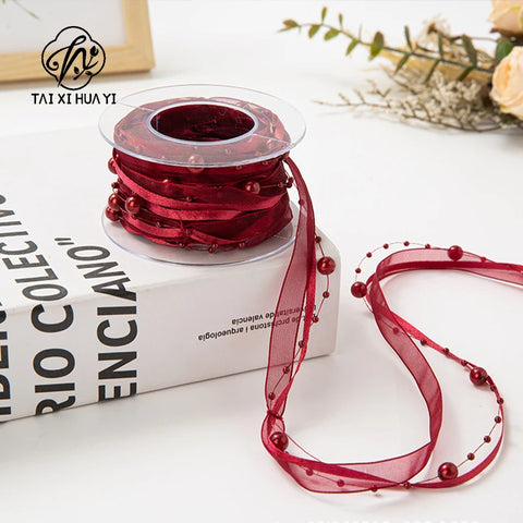 Luxury Handmade DIY Beaded Snow Silk Strap Wedding & Christmas Floral Gift Strap Valentine's Day Style Floral Holding Flowers