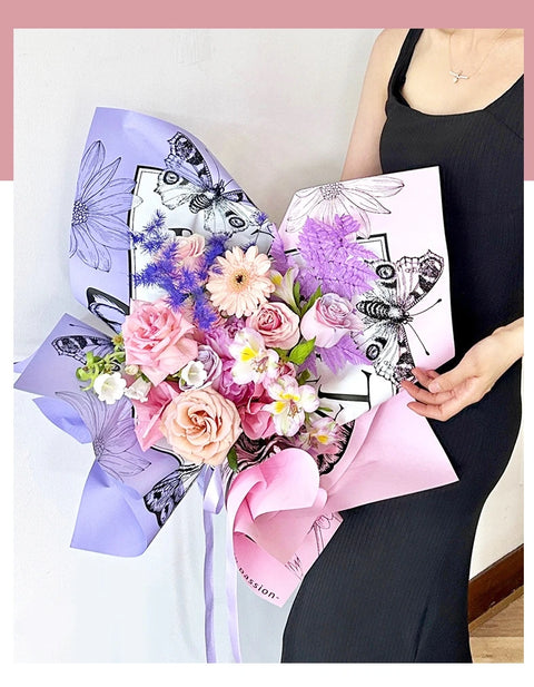 Direct Manufacturer's Coated Butterfly Flower Wrapping Paper for Florists Plastic Floral Wrapping Paper