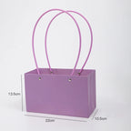 Waterproof Rectangular Flower Box Small Paper Bag with Handle Candy Color Bouquet Packaging Gift Box Tote Box for Flowers Candy