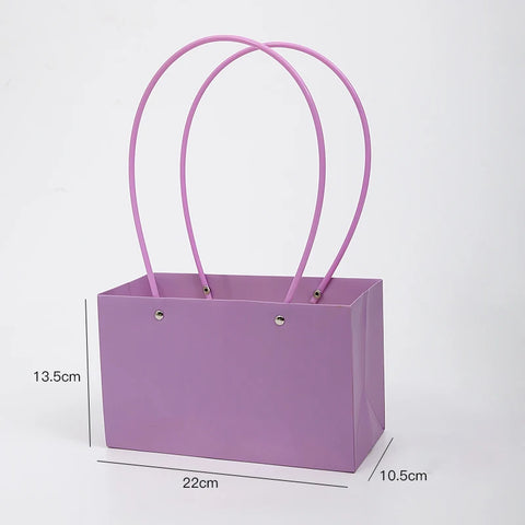 Waterproof Rectangular Flower Box Small Paper Bag with Handle Candy Color Bouquet Packaging Gift Box Tote Box for Flowers Candy