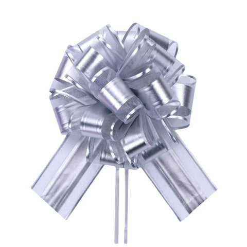 Matte Metallic Organza Pom Pom Pull Bows Floral Gift Wrapping Ribbon for Christmas Weddings Birthdays and Valentine's Day
