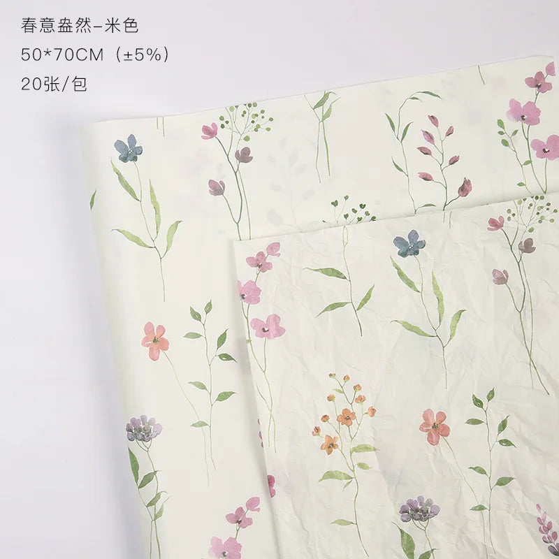 Wholesale Coated Flower Wrapping Paper Colorful Floral Pattern Waterproof Bouquet Packing Paper for Florists