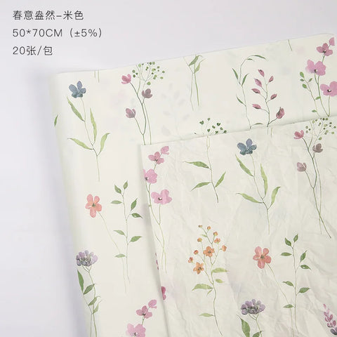 Wholesale Coated Flower Wrapping Paper Colorful Floral Pattern Waterproof Bouquet Packing Paper for Florists