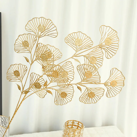 Golden Eucalyptus Ginkgo Gold Leaf Simulation Flower Hug Bucket Festive Christmas Wedding Graduation Decoration